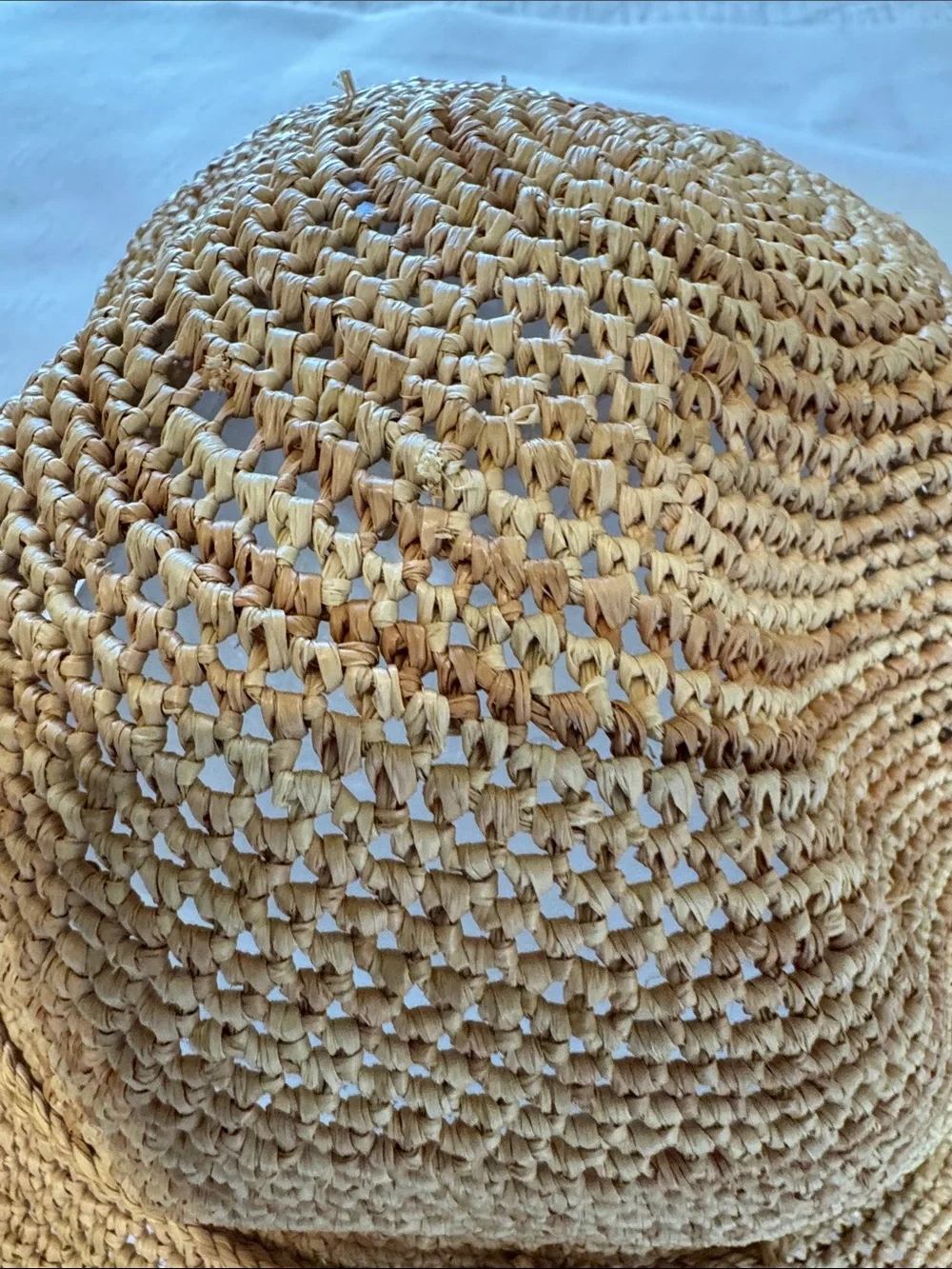 Helen Kaminski 100% Raffia Wide Brim Crochet Sun Hat Natural